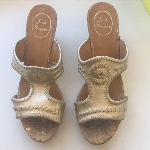 Jack Rogers Gold Wedges Size 9
